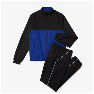 Unisex Blue <b>Red</b> Color Blocking Tracksuit Set Full Sleeve Zipper Stand Collar Sporty Style Breathable Adult Autumn Wear - Product Image 3