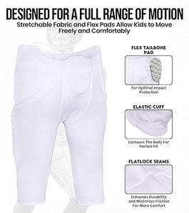 Pantalon de football pour jeunes avec protections intégrées, pantalon d'entraînement de football léger avec fermeture à lacets - Product Image 2