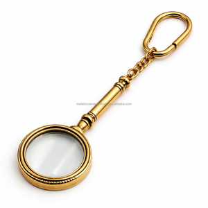 Mini magnifying glass keychain gold finish metal magnifier <b>key</b> <b>holder</b> portable reading magnifier keyring for daily use - Product Image 1