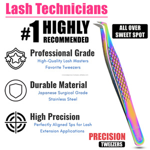 Personnalisé 45 °   65 °   90 °   Pince à cils courbée à pointe en fibre pour extensions de cils volume russe, outil professionnel - Product Image 3