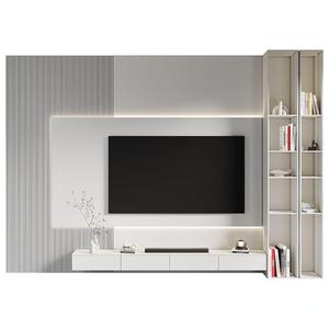 KEJIA Modern High Gloss LED Floating <strong>TV</strong> Stand Luxury <strong>Wall</strong> Mounted <strong>TV</strong> Cabinet Media Console with Slatted Panel for Living Room - Product Image 2