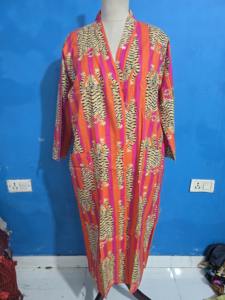Bata Kimono de Algodón Hecha a Mano 100% Algodón para Mujer, Larga, Estilo Bohemio Hippie, Vestido Kimono, Túnica Étnica con Estampado de Tigre - Product Image 5