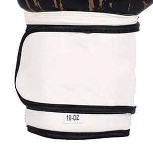 Guantes de Boxeo de Cuero Blancos y Negros con Estampado Dorado, Cierre con Cordones, Transpirables, Equipo de Boxeo para Adultos - Product Image 2
