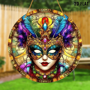 CIFbuy Máscara Colgante de Acrílico de Carnaval con Diseño de Plumas Coloridas y Piedras Preciosas para Decoración Interior y Exterior, TikTok para Temu Pick Party - Product Image 1