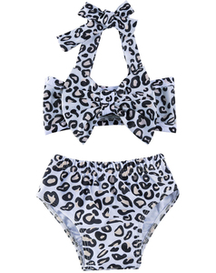 Ensemble bikini floral dos nu pour filles, design simple, en Spandex et Polyester, maillot de bain 2 pièces, coupe haute, avec armatures, haute extensibilité - Product Image 1