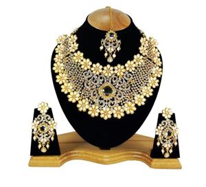 Vintage Style Gold Plated Quartz Alloy Jewelry Set Necklace Earrings Headpiece White Women Engagement Wedding Anniversary Party - Product Image 3