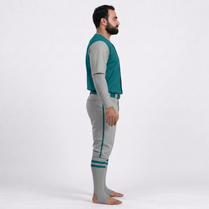 Ensemble de vêtements de baseball pour hommes, couleur unie, jersey à blocs de couleur, pantalon, manches courtes, fermeture à boutons, évacuation de l'humidité, coupe personnalisée, 100% coton - Product Image 3
