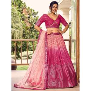 ชุดแต่งงานสีชมพูคู่กับชุด lehenga choli - Product Image 6