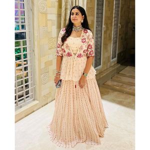 SOIRÉE GEORGETTE SEQUENCE BRODERIE TRAVAIL LEHENGA AVEC CHOLI - Product Image 1