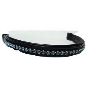 Diadema de Cuero Genuino de Lujo Hecha a Mano con Cristales de Diseño Único, Color y Tamaño Personalizados, Suministrada Directamente desde India para Equitación - Product Image 1