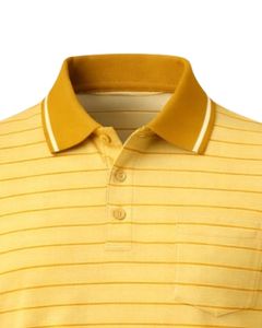 Polo a Rayas Amarillo Mostaza para Hombre con Bolsillo en el Pecho, Algodón, Corte Clásico, Manga Corta, Casual, Verano, Fabricante, Suministro al por Mayor - Product Image 5