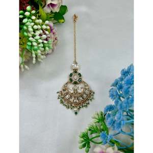 Indian Ethnic Brass Megha Moissanite Mang Tika Casual Jewelry - Product Image 2