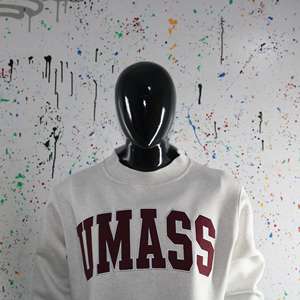 Sweat-shirt à col montant gris cendré UMASS, 100% coton, broderie appliquée marron, col large, URBAN PRODUCTIONS - Product Image 3