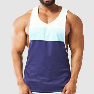Custom Gym Fitness Training <b>Men</b> Tank Top for <b>Men</b> Cotton Recycled Polyester Sweat-wicking Color Block <b>Singlets</b> - Product Image 6