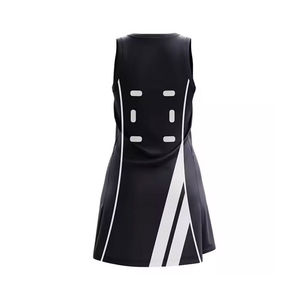 Women Black White Netball <b>Dress</b> Geometric Pattern Sport Skirt Breathable Polyester Sleeveless <b>Tank</b> <b>Top</b> Adult Uniform Wholesale - Product Image 5