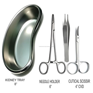 Juego de Instrumentos Quirúrgicos Manuales con Bandeja para Riñones, Portaagujas y Tijeras para Cutículas para Cirugía General, Certificado ISO13485 CE - Product Image 1