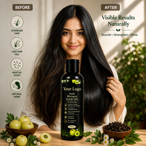 Aceite Capilar Amla Bhringraj |   Aceite Ayurvédico Herbal para el Crecimiento del Cabello y Nutrición del Cuero Cabelludo |   Producto para el Cuidado del Cabello al por Mayor de Marca Privada OEM - Product Image 3
