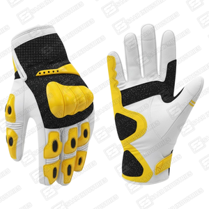 Gants de moto Alpha Racing en cuir polyuréthane blanc et jaune, service OEM SAAR INDUSTRIES, protection des doigts. - Product Image 4