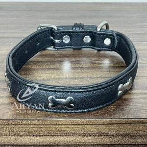 Premium Factory Wholesale Genuine Cowhide Leather Dog Collar with Metal <b>Bone</b> Multiple Design Neck Collar Accessory for Pets - Product Image 1