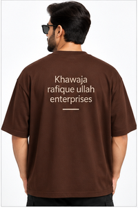 T-shirt en tricot à col rond et manches courtes marron pour homme Khawaja Rafique Ullah Enterprises, coupe classique, couleur unie, vente en gros - Product Image 2