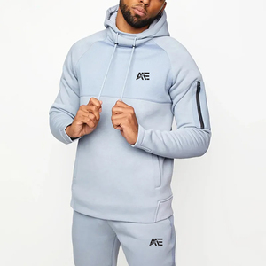 Custom Men's Performance Hooded Track Set Pullover Sports Top Utility <b>Zip</b> <b>Pocket</b> Tapered <b>Jogger</b> Pants OEM Private Label Set - Product Image 1