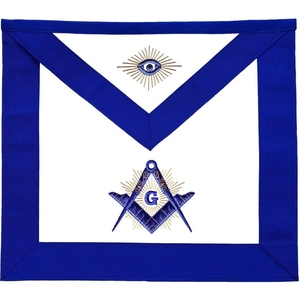 Delantal Masónico Past Master Blue Lodge, Azul Grosgrain con Emblema Azul y Dorado, Fabricante de Delantales Ceremoniales Masónicos - Product Image 6