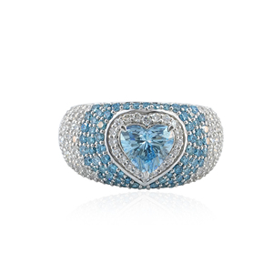 Anillo de Diamante Azul Corazón de 2.54 Quilates, Cultivado en Laboratorio, Oro de 14K, Anillo Infantil de Lujo, Joyería Fina - Product Image 1