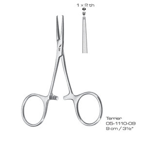 Pinzas Hemostáticas Terrier de IAA SURGICAL INSTRUMENTS, 9 cm, 1 x 2, con Bloqueo, Instrumento Quirúrgico con Certificación CE Clase I - Product Image 1