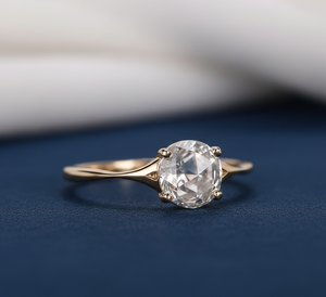 Anillo de Compromiso con Diamante Cultivado en Laboratorio de 1 Quilate, Corte Rosa, Chapado en Rodio sobre Oro Amarillo de 14K, VVS2, Certificado IGI, Regalo de Aniversario o Fiesta - Product Image 2