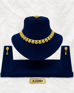 Ensemble collier et boucles d'oreilles tendance en alliage de zinc plaqué rhodium classique avec zircon, bijoux de mariage en forme de fleur pour femmes A-23481 - Product Image 1