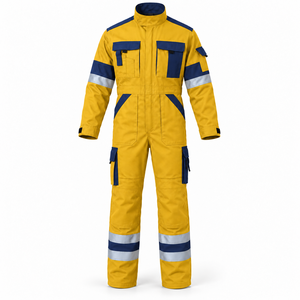 Combinaison de travail réfléchissante couleur personnalisée, haute visibilité, manches longues, poches cargo bicolores, uniforme d'usine, bandes réfléchissantes argentées sur les bras et les jambes - Product Image 1