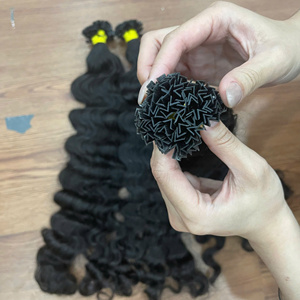 Extensiones de cabello humano vietnamita 100% negro birmano rizado con punta K al por mayor, súper sedoso y suave, sin desprendimiento ni enredos. - Product Image 4