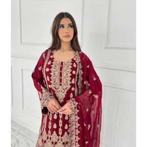 Ensemble de costume rouge taille XL pour soirée, avec broderie et sequins, pour un look élégant - Product Image 5