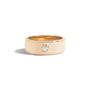 Anillos de boda de diamantes cultivados en laboratorio de corte redondo de 8 mm al por mayor, de oro macizo de 14k y 18k, estilo gipsy minimalista, para hombre, fabricante - Product Image 1