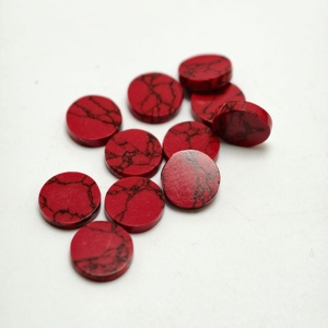 Pierre précieuse Howlite rouge taille ronde, forme pièce plate, pour la fabrication de bijoux - Product Image 2