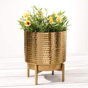 Pot de fleurs décoratif en métal martelé pour table, sol, salon, balcon, bureau - Product Image 3