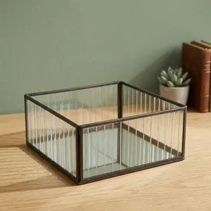 Modern <b>Square</b> Metal Frame <b>Glass</b> Panel Votive Home Decoration Durable Design - Product Image 3