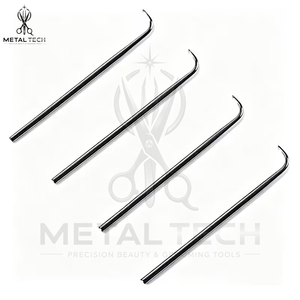 Juego de Agujas Ergonómicas Ventiladas Azul Oscuro, 4 Tamaños, Agujas de Micro Gancho de Acero 1-2 a 4-5, Herramienta Profesional para Extensiones de Cabello y Pelucas - Product Image 3