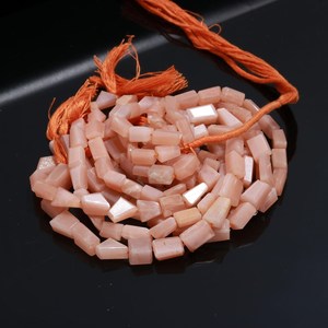 Cuentas facetadas de piedra lunar arcoíris melocotón natural, cuentas facetadas a mano de piedra lunar, cuentas sueltas de piedra preciosa para la fabricación de joyería. - Product Image 1