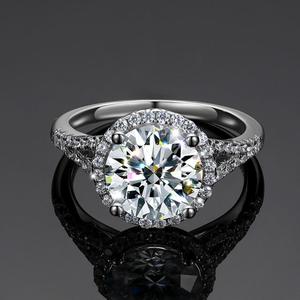 Luxury Round Cut Moissanite Engagement <b>Ring</b> 925 Sterling <b>Silver</b> Bridal Jewelry Custom <b>Statement</b> <b>Ring</b> for Women Wedding Gift - Product Image 1