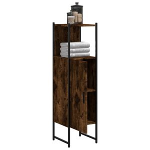 Armoire de salle de bain en acier thermolaqué avec étagères gaines de place en bois d'ingénierie chêne fumé - Product Image 4