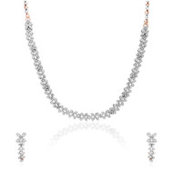 Zota Jewel Set Kalung Pernikahan Berlian Mewah Emas Rose 14K untuk Wanita, Berlian Alami Bersertifikat SGL Model NCK14/6216 Buatan