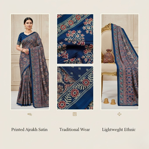 ผ้าแพรแพรผ้าแพรสีฟ้าสำหรับผู้หญิง | น้ำหนักเบาแห้งเร็วชาติพันธุ์พิมพ์ลายแบบลำลองและงานปาร์ตี้ดีไซน์คอลเลกชันงานแต่งงาน - Product Image 4