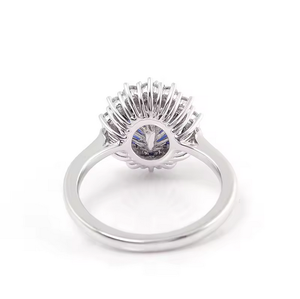 Anillo de Diamantes con Zafiro Azul Real Genuino, Anillo de Compromiso con Zafiro de Laboratorio, Anillo de Oro de 14k para Regalo de Cumpleaños - Product Image 5