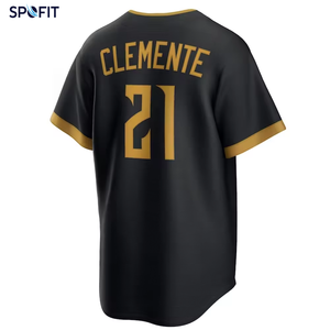 Camiseta de Béisbol para Hombre SPOFIT, Negra con Estampado Dorado, Transpirable, de Poliéster, Manga Corta, Corte Regular, Nombre del Equipo en la Espalda, Logotipo, para Adultos, para Todas las Temporadas - Product Image 3