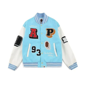 OEM personalizado de talla grande de los hombres Varsity chaqueta de béisbol logotipo frontal bordado con diseño de grafiti personalizable al por mayor - Product Image 5