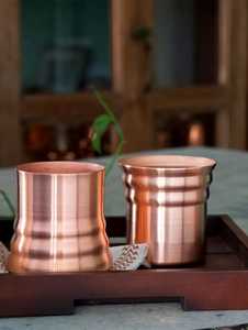 Verres à eau en cuivre pur, forme tonneau, martelés au centre, pour la restauration et l'hôtellerie - Product Image 5