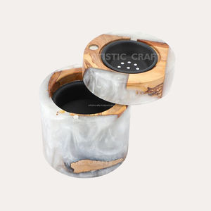 Diffuseur d'aromathérapie en bois d'acacia Brûleur d'encens élégant et porte-bakhoor avec design en résine - Product Image 6