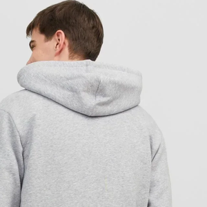 OEM Plain Light Grey Melange <b>Zip</b> <b>Up</b> Hoodie Men Fleece Sweatshirt Jacket Wholesale - Product Image 2