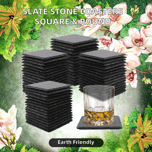 Luxury Natural <b>Slate</b> Stone Square Coasters Eco Friendly Handmade Drink <b>Mats</b> with Durable Finish for Elegant <b>Table</b> Protection - Product Image 3